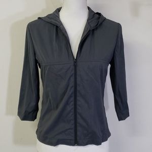 Gray Windbreaker Zip Up Top Jacket